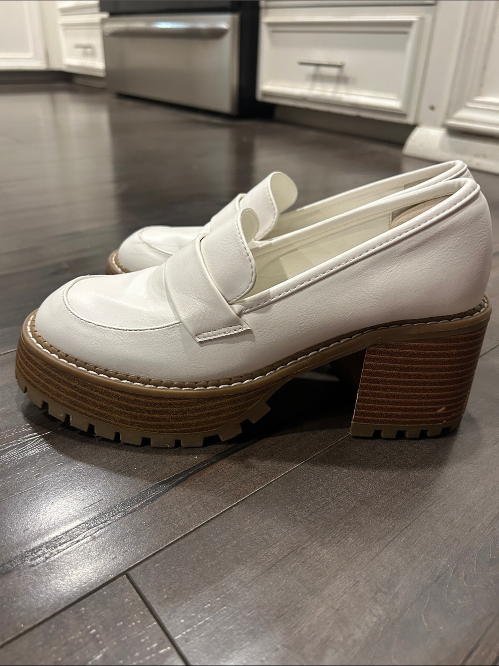 MIA White Chunky Platform Penny Loafers